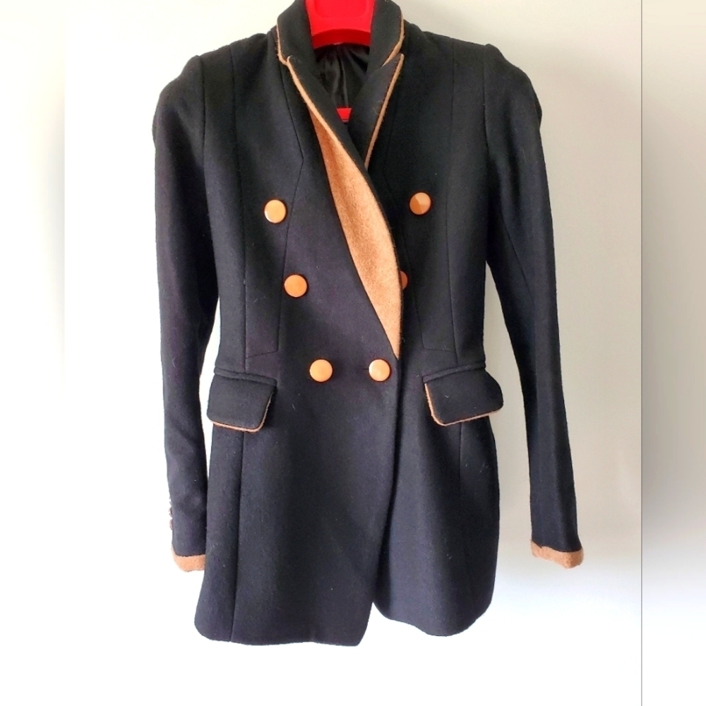 Wool blazer with tan accents  size 4